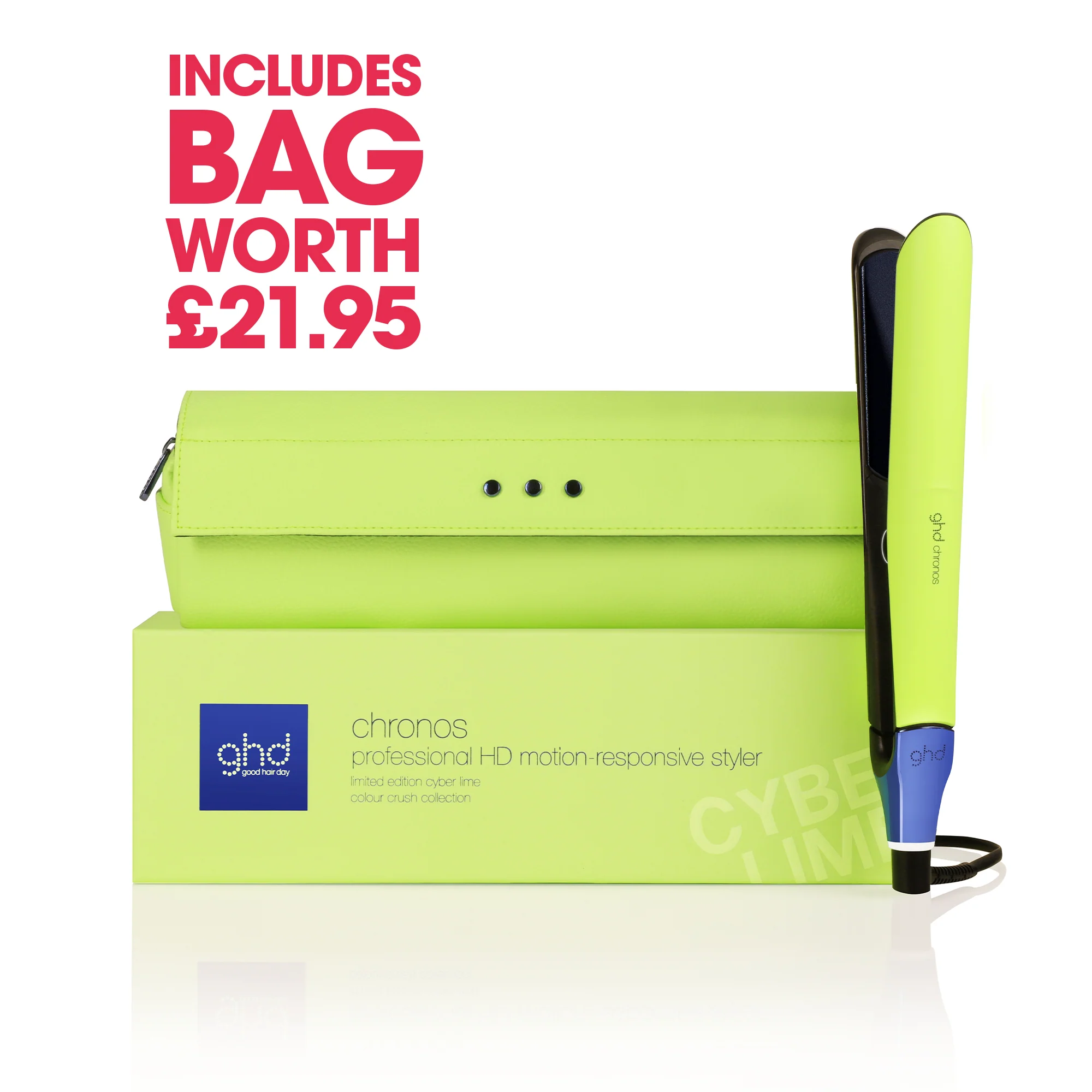 ghd Chronos - Hair Straightener in Cyber Lime Colour Crush - Image 4