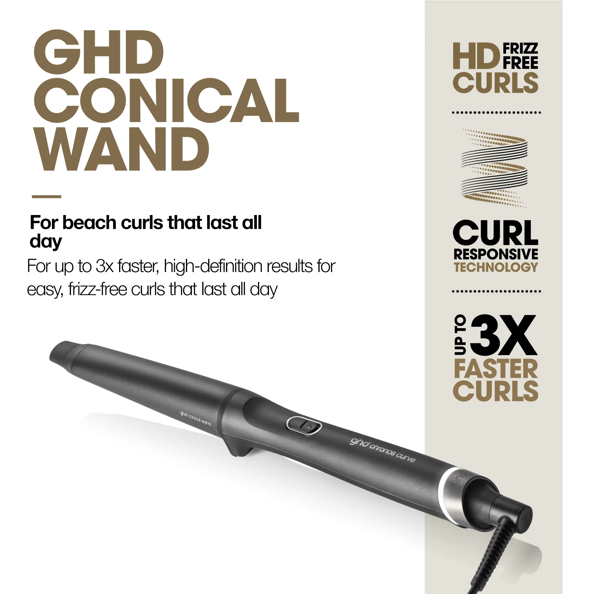 ghd NEW Chronos Curve Conical Wand - 28-23mm Hair Curler - Image 4