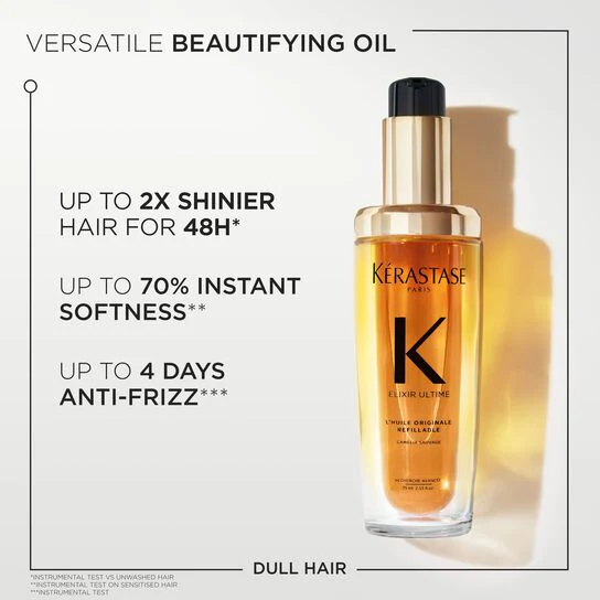 Kérastase Elixir Ultime Hair Oil L'Huile Originale Refill Capsule, For All Hair Types with Argan Oil 75ml - Image 4