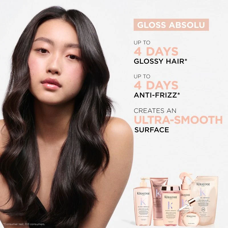 Kérastase Gloss Absolu Shampoo, Conditioner and Treatment Spray Trio, with Glycolic Acid, Hyaluronic Acid and Wild Rose - Image 2